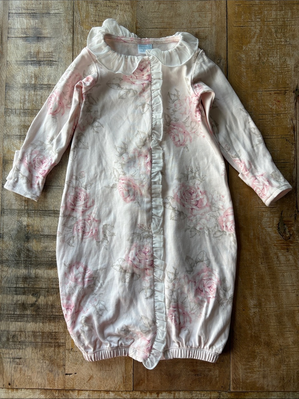 NWOT Edgehill Collection Girls Pink Floral Gown 0-6m